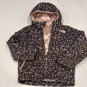 The North Face Kids Reversible Perrito Puffer Jacket - Black with Pink Dots
